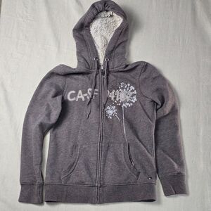 Esprit Women's XS Grey CA-SF 94107‎ Stitched Fleece Lined Hoodie Zip Sweater